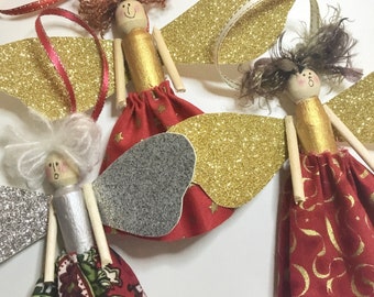 Christmas Fabric Peg Angel - Kit (makes 5)