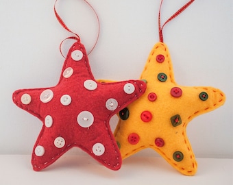 Christmas Felt Star Decoration - Pattern and Instructions