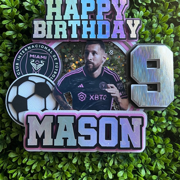 Messi Miami Soccer Player Cake Topper