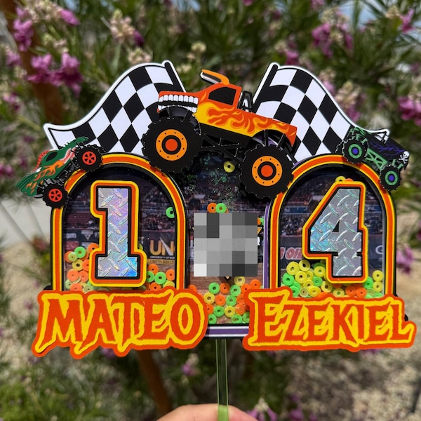 Monster Truck Birthday Cake Topper, Boy Party Decor