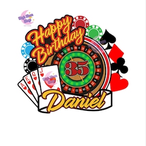 Casino Theme Cake Topper, Custom Birthday, Las Vegas Party