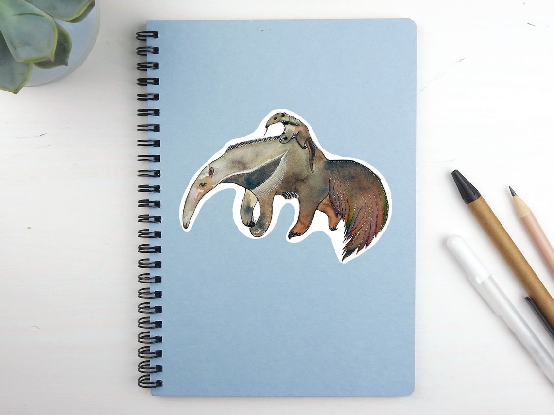Colorful Hand Cut Vinyl Sticker With Anteater for Laptop Etsy