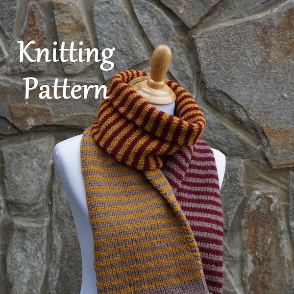 Stripe scarf knitting pattern / PDF digital download