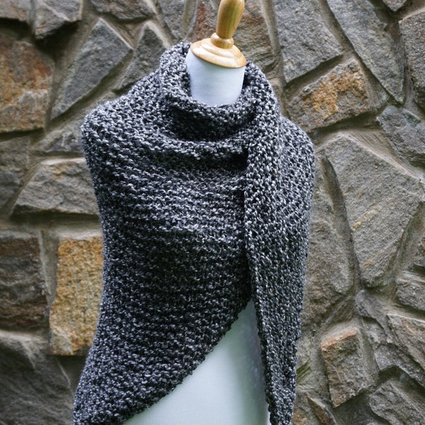 Outlander shawl, Claire's grey shawl, Lallybroch shawl, hand knit wrap, knitted triangle shawl, gray knitted shawl