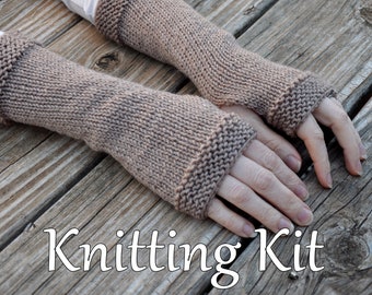 DIY fingerless gloves knitting kit / Outlander fingerless gloves / knit kit / printed pattern, yarn, knitting needles, stitch markers