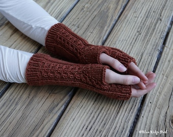 Wool fingerless gloves, women's fingerless mitts, knit arm warmers, red knit gloves, 100% superwash wool