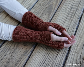 Wool fingerless gloves / women's fingerless mitts / knit arm warmers / red knit gloves / 100% superwash wool