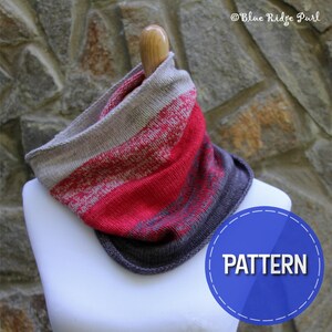 Gradient cowl knitting pattern, Ombre knit cowl pattern, knitted scarf pattern, color fade winter neck warmer pattern, knitting pattern