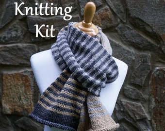 reversible striped scarf knitting pattern