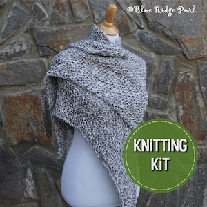 Outlander shawl knitting kit, DIY knitting kit, bulky yarn shawl kit, printed pattern, yarn, knitting needles