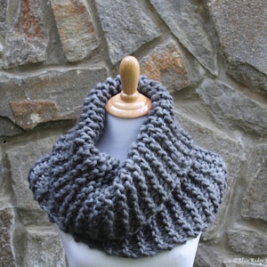 Outlander inspired cowl, Sassenach cowl, Claire&#39;s cowl, chunky knit scarf, grey knit cowl, knit shoulder warmer