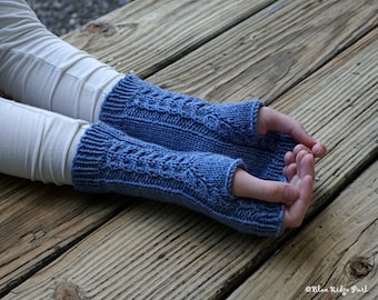 Wool fingerless gloves / women's fingerless mitts / knit arm warmers / blue knit gloves / 100% superwash wool