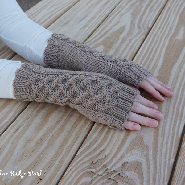 Wool hand warmers / hand knit fingerless gloves / brown knit gloves / 100% wool