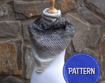 Shawl knitting pattern, Trillium shawl pattern, knit scarf pattern, PDF instant download