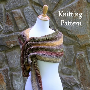 Shawl knitting pattern, Snapdragon shawl pattern, knit scarf pattern, PDF instant download