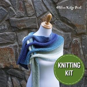 Scarf knitting kit, Mandala yarn, pattern, yarn, stitch marker, knitting needles