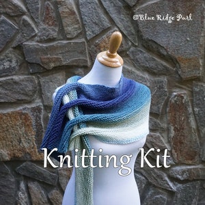 DIY Knitting Kit, Cascading Leaves Scarf, Printed Pattern, Yarn, Knitting  Needles, Knitting Scarf Kit, Lace Scarf Knitting Kit 