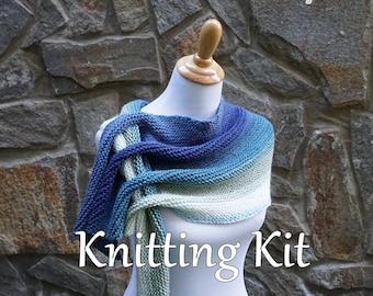 Scarf knitting kit / Mandala yarn / pattern, yarn, stitch marker, knitting needles