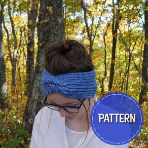 Twisted headband knitting pattern, merino wool, messy bun headband, knitted ear warmer, PDF pattern download