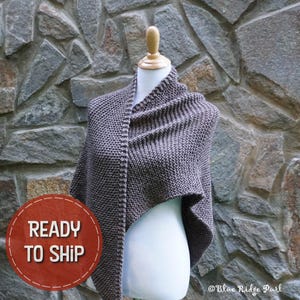 Outlander shawl, knitted triangle shawl, brown knit shawl with button