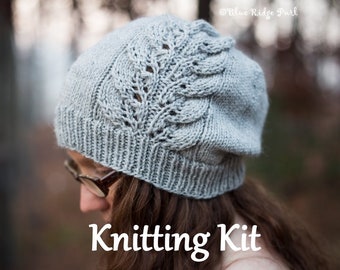 DIY knitting kit / slouchy hat knitting kit / 100% superwash wool - pattern, yarn, needles, stitch markers