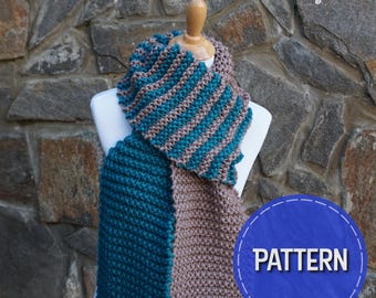 Chunky scarf knitting pattern, extra long winter scarf, digital download knitting pattern