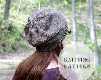 Slouchy hat knitting pattern / basic knit slouchy hat pattern / PDF download knitting pattern
