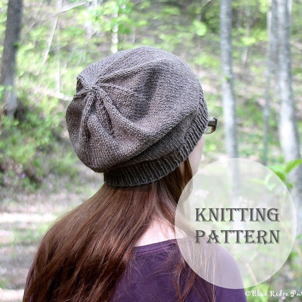 Slouchy hat knitting pattern / basic knit slouchy hat pattern / PDF download knitting pattern