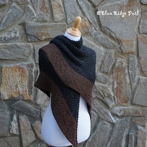 Outlander shawl, Fiery Cross shawl, Claire&#39;s shawl, black and brown sweater wrap, large triangle knitted shawl with button
