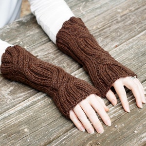 Hand knit arm warmers / Standing Stones fingerless gloves / knitted wrist warmers / Outlander inspired
