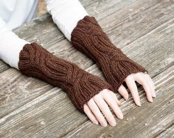 Hand knit arm warmers / Standing Stones fingerless gloves / knitted wrist warmers / Outlander inspired