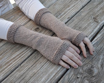 Knit wool gloves / Outlander inspired gloves, Castle Leoch fingerless gloves, Claire's gloves, brown knit gloves