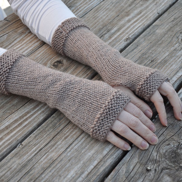 Gants en tricot de laine / gants inspirés d'Outlander, mitaines Castle Leoch, gants Claire, gants en tricot marron