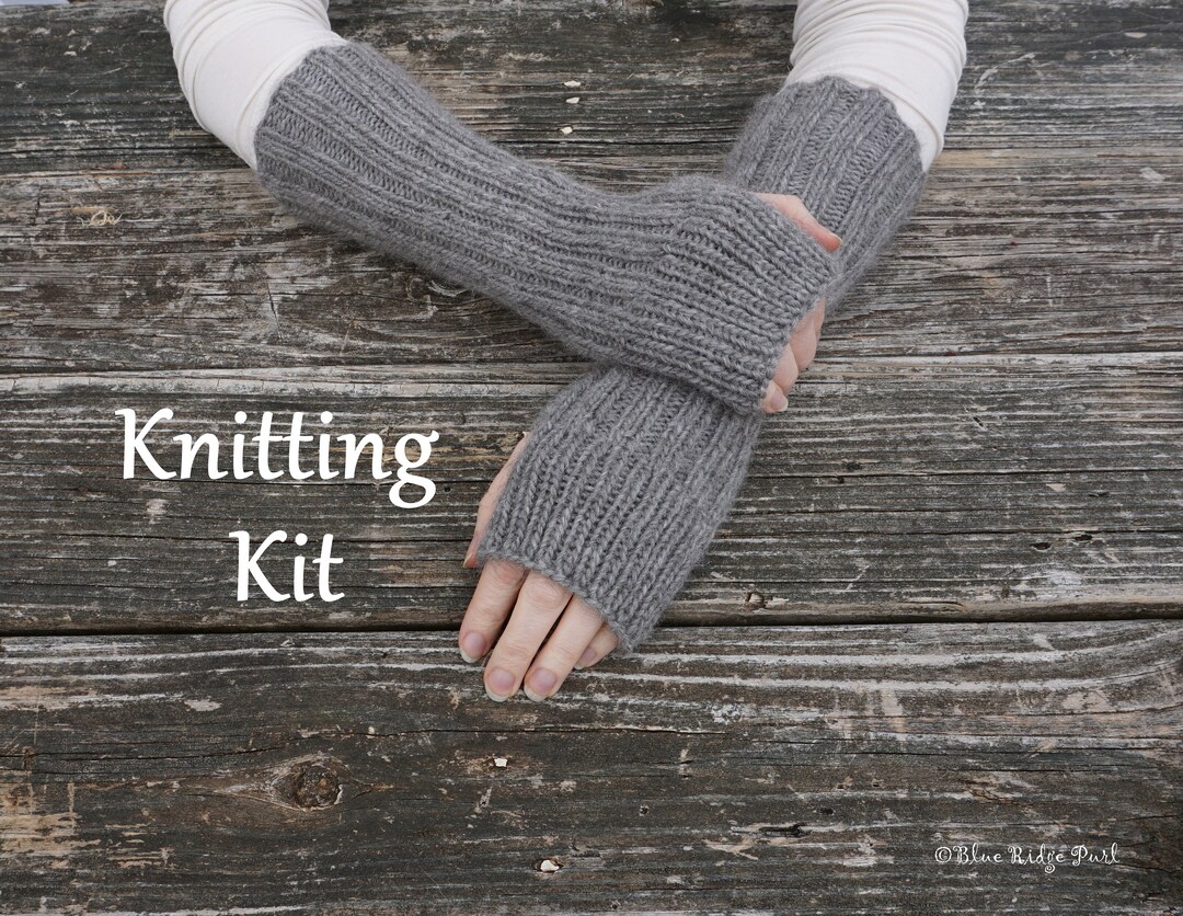 DIY Fingerless Gloves Knitting Kit / Printed Pattern / Yarn / Etsy