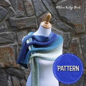 Knitted shawl pattern, Mandala yarn scarf, striped shoulder neck pattern, PDF instant download