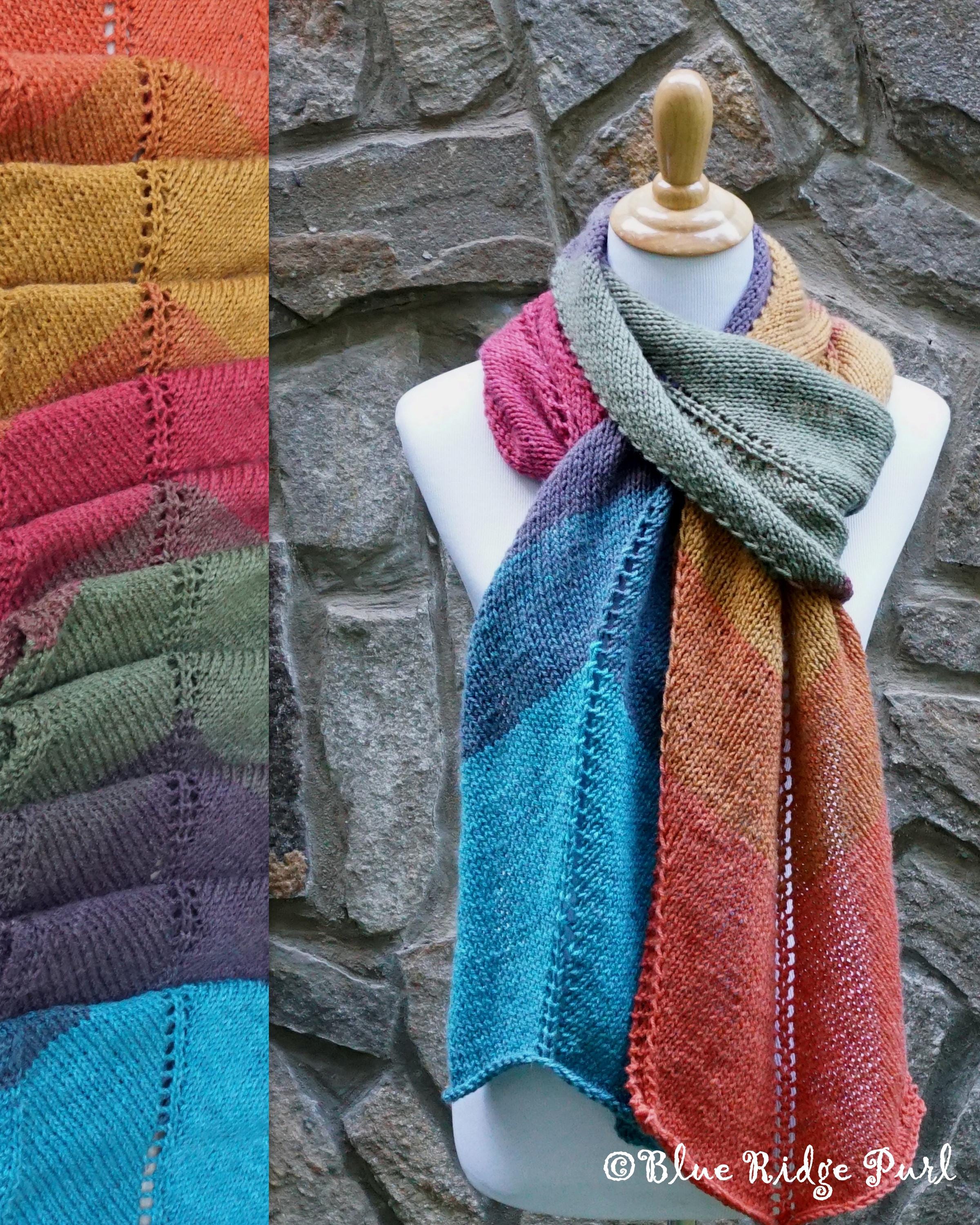 Knit Striped Scarf Pattern, Mandala Yarn, Extra Long Winter Scarf, PDF