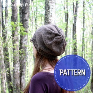 Slouchy hat knitting pattern, basic knit slouchy hat pattern, PDF download knitting pattern