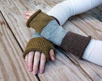 Ready to ship / mix match arm warmers / striped fingerless gloves / 100% wool gloves