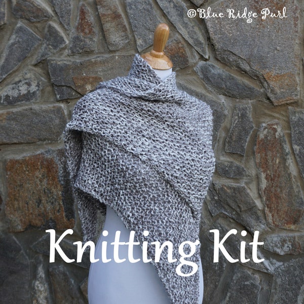 Outlander shawl knitting kit / DIY knitting kit / bulky yarn shawl kit /printed pattern / yarn / knitting needles