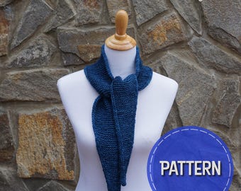 Carolina scarf knitting pattern, womens neckerchief, small scarf, DIY, digital pattern download