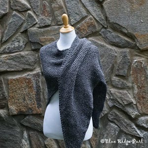 Outlander season 6 shawl, Outlander shawl, knitted triangle shawl, gray knit shawl