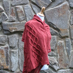 A Dance with Dragons shawl, Celtic dragon knit stole, Nordic hand knit beaded wrap, dragon scales shawl, extra long cable knit blanket scarf