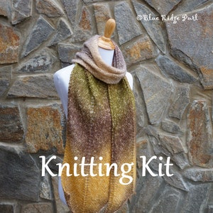 DIY knitting kit, scarf knitting kit / printed pattern, yarn, stitch marker, knitting needles