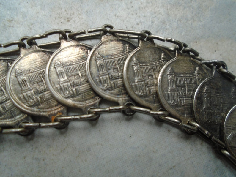Vintage Metal Coin Bracelet Roma,Gift For Her