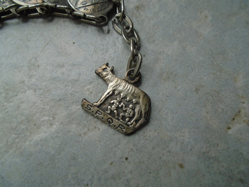 Vintage Metal Coin Bracelet Roma,Gift For Her