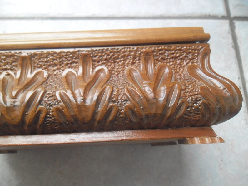 Vintage 70s Wooden Jewelry Box,Handmade Grape Motives Box,Gift For Her,Folk Art