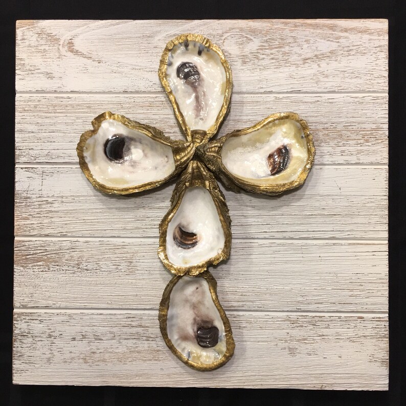 Oyster Cross on Wood
