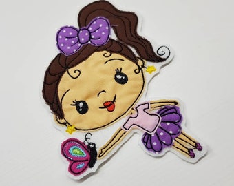 Large girl application, patch, iron-on, patch, girl, ballerina, purple, girl, for do-it-yourself, school cone,