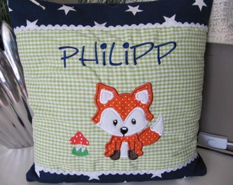 Name pillow children's pillow 35 x 35 cm fox