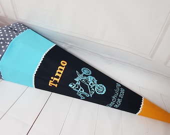 349 - School cone sugar cone school motocross motorcycle black turquoise orange gray